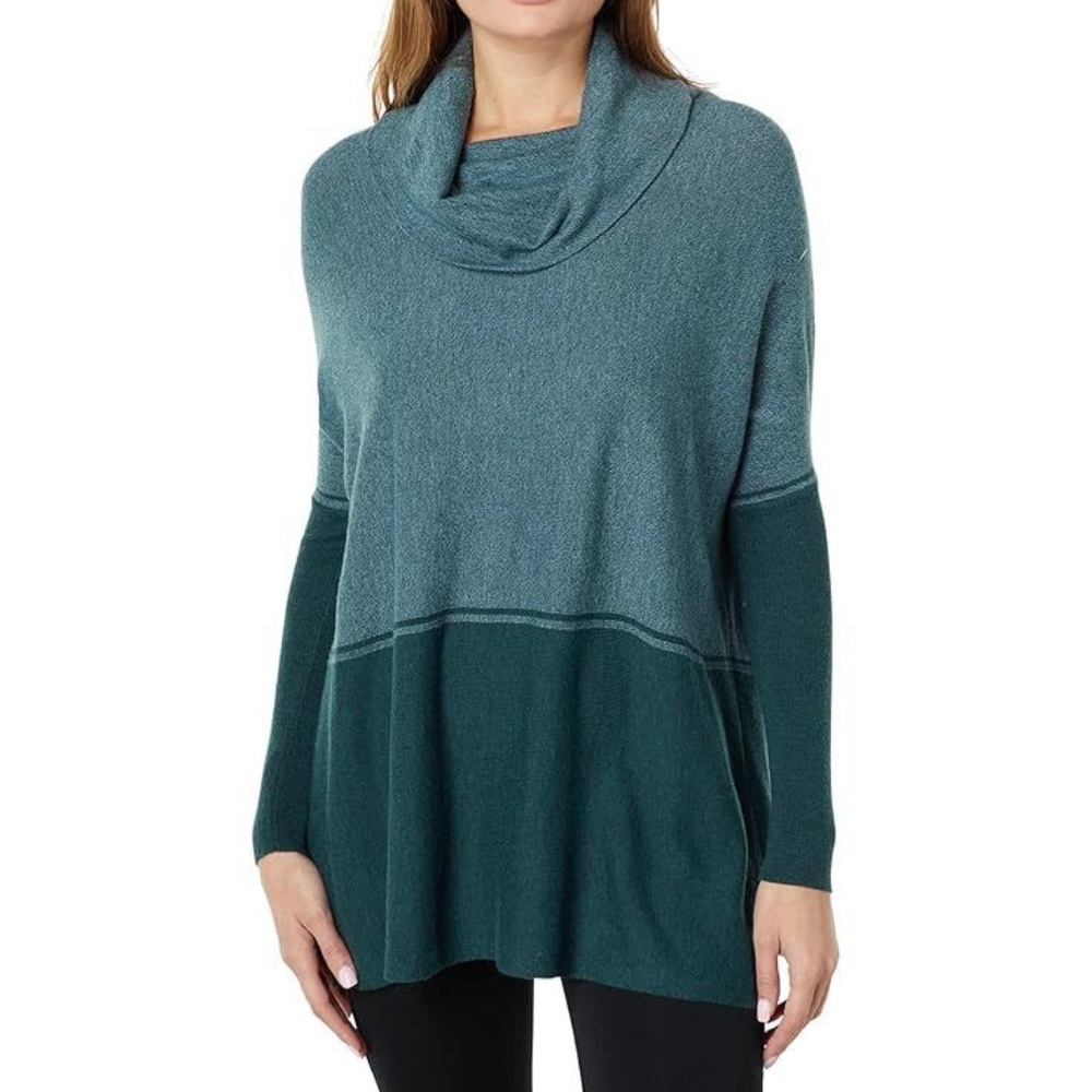Smartwool Two-Tone Teal/Deep Teal Cowl Neck Sweater